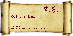 Kolár Emil névjegykártya